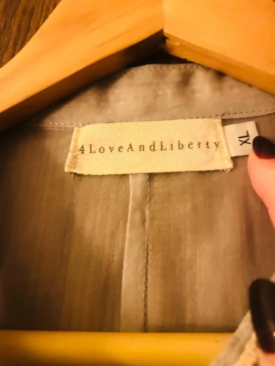 Light Blue Lace-Trim Button-Up Womens Blouse - Picture 9 of 11